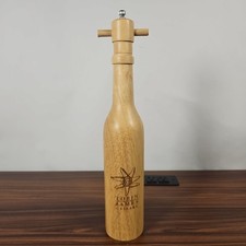 Tobin James Cellars Engraved Wine Bottle Shaped Wood Pepper Mill Pepper Grinder picture