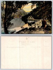 Vintage Loch Katrine Scotland Postcard Path by the Loch Shepherd & Sheep picture