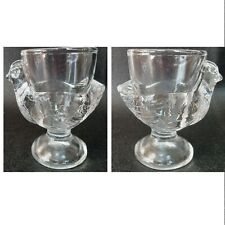 Lot of 4 Clear Glass Chicken Egg Cups Shot Glass FRANCE Excellent Condition picture