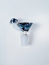 14mm Blue Ice Mushroom Wig Wag Premium Quality Glass Bowl Slide Bong Water Pipe picture