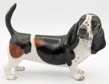 Coalport Bone China Basset Hound Dog Figurine Standing Tri-Colour 12cm England picture