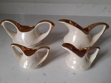 Vintage Pearl China Iridescent Lusterware 22kt Gold Creamer and Sugar 4 PC Set picture