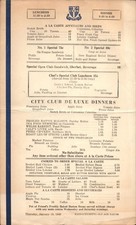 1948 BOSTON CITY CLUB vintage dinner menu MASSACHUSETTS CIVIC ORGANIZATION picture