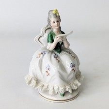 Vintage Heubach Unterweissbach Germany Lace Porcelain Figurine Lady Reading 8314 picture