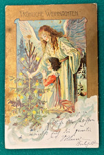 1904 German Christmas Angel & Child Postcard Bielefeld to St Louis USA picture