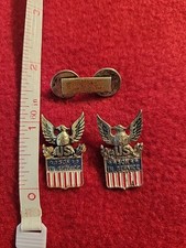 TWO VINTAGE 1940s CORO STERLING WWII SON IN SERVICE AMERICAN EAGLE US PIN picture