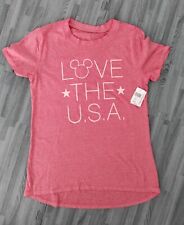 Disney Parks Womens Mickey Mouse LOVE THE USA Patriotic T Shirt Size XL NWT picture