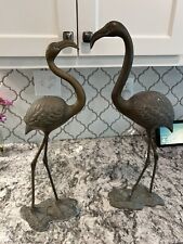 Vintage Mid-Century Beautiful Pair of Brass Bronze Tone Flamingo Sculptures MCM picture