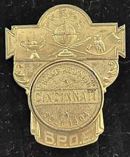 Antique 1904 PRESS Badge Pin B.P.O.E Grand Reunion Cincinnati Ohio picture