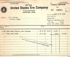 1925 US Tire Co invoice for auto tires & tubes picture