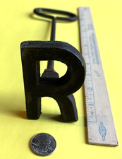 Vintage Small Branding Iron Letter R, Fully Usable. picture