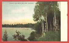 BAY VIEW, MICHIGAN – BIRCHES AND BEACH – c. 1911 Postcard-Pub. by Alton G. Cook picture
