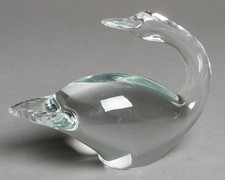 Beautiful Hand Made Art Glass Clear Swan Figurine Made in Sweden 4.5