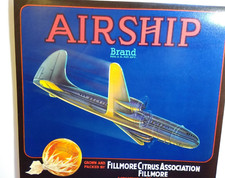 Airship Sunkist Oranges Fruit Crate Label Airplane Plane Original Vintage 1940's picture