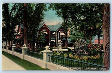 Longmont Colorado Postcard Pretty Residence Exterior View c1910 Vintage Antique picture