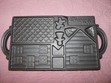 VINTAGE 1985 GINGERBREAD HOUSE 2-SIDED CAST IRON MOLD - JOHN WRIGHT - EUC picture