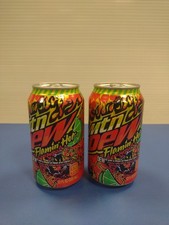 2 PACK Rare NEW Limited Edition Mountain Dew Flaming Hot Soda 2022 12oz Can   picture