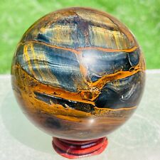 435g Natural Gold Blue Tiger's-eye Sphere Crystal Ball Specimen Healing picture