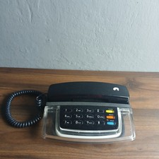 Vintage 80's Radio Shack Neon Blue Light Phone Krystalite Black *No Power Cord* picture