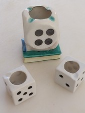 3 Fabulous Vtg 1950's Dice Ceramic Ashtrays picture