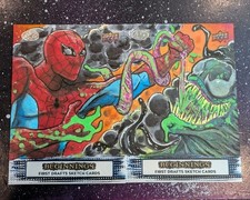 Spider-Man Vs Venom Marvel Beginnings Sketch Cards By Jon Mangini. Blacklight... picture