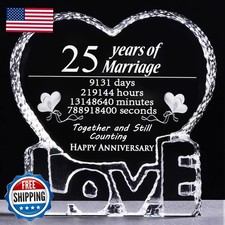 YWHL 25th Wedding Anniversary Crystal Paperweight - 25 Year Marriage picture