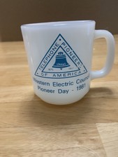 Telephone Pioneer of America Heavy Diner Coffee Mug Vintage Glasbake Made In USA picture