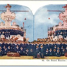 c1910s WWI Russian Man-o-War Steamship Navy Sailors Stereoview Military Ship V34 picture