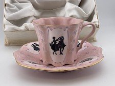 vintage H & C czechoslovakia pink porcelain cup and saucer in original box picture