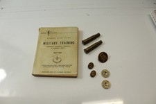 Vintage Military & Related Lot 1967 Training Manual, Buttons, Pin, Inert Shells picture