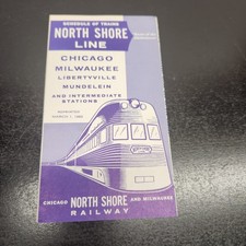 1960 North Shore Line Train Schedule Timetable Chicago Milwaukee Electroliner picture
