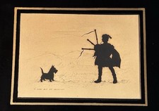 Antique 20s Scottish Highlands Bagpiper Scottie Dog Silhouette Scottish Terrier picture