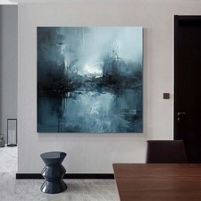 Modern large Abstract art oil painting Hand-painted on canvas Gray City picture