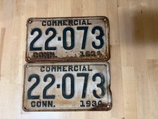 1934 Connecticut Commercial License Plates Matching Pair 22-073 VintageTruck Tag picture