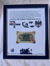 WWI 1914 un-circulated german 1 mark custom framed original one of a kind nice picture