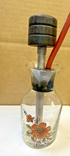 Miniature Org Glass Poppy Flower Bong Unused Vase Wood Bowl RARE picture
