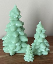 Mosser Glass Christmas Tree Set - 3 sizes - JADE / JADEITE Holiday Decor picture