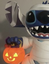 Disney Stitch Mummy Halloween Popcorn Bucket Light Up Plastic Figure w/ Pumpkin picture