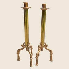 Antique Brass Floor Candle Holders French Empire Ex Large picture