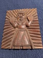 Vintage Signed ODEKUNLE Wood Carving Relief Panel Nigerian Yoruba Oyo Folk Art picture