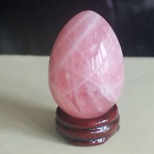 1.92'' Crystal rose quartz egg with wood stand chakra stones reiki healing picture