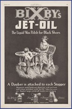 Vintage 1920 BIXBY'S Jet-Oil Black Shoe Polish Ephemera Roaring 20's Print Ad picture