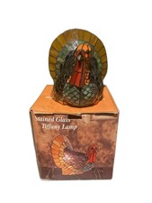 Vintage Cracker Barrel Tiffany Style Stained Glass Turkey Lamp Thanksgiving 12
