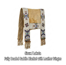Native American Indian Sioux Lakota Saddle Blanket Buffalo Hide Beaded Handmade picture