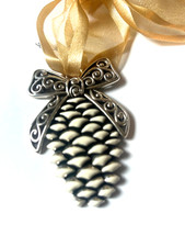 Brighton Pine Cone Christmas Ornament  NWT with gold ribbone picture