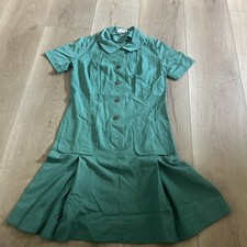 Vintage Official Girl Scouts Green Uniform Dress Short Sleeve Pockets 1960’s picture