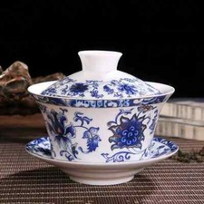 Jingdezhen Blue and White Porcelain Teacup Chinese Sancai Gaiwan Set Ceramic picture