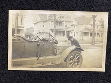 Man Working On Front Of Automobile Car 1910s Antique Vintage Snapshot Photo picture