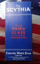 1936 Cunard White Star Line The Scythia deck Plan Brochure third class passenger picture