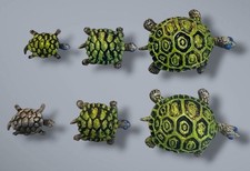 Vintage Pewter Image Turtle Family Miniatures Hand Painted Lot of 6 picture